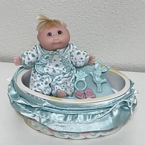 Vintage Cabbage Patch Kids Doll Magic Nursery Cradle Carriage Green Set 1998